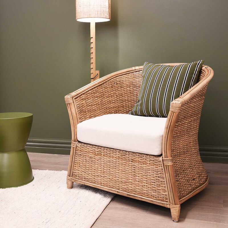 Plantation Amara Armchair With Cream Seat & Scatter Cushion -Washed Natural image number 1